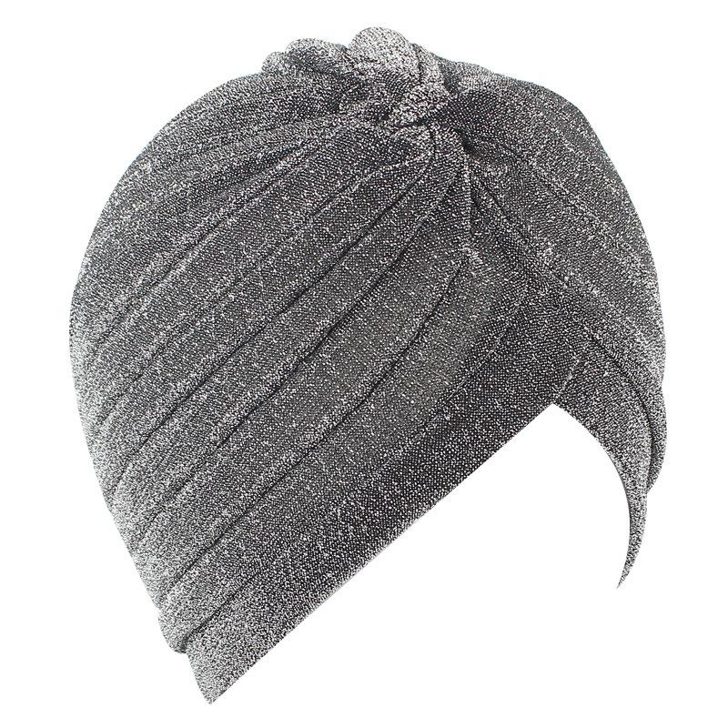 Damen Knotentwist Turban Atmungsaktive Glänzende Turbanmütze Muslimischer Indischer Hut Hautfreundlich Herbst Winter Kopfbedeckung Für Hijab