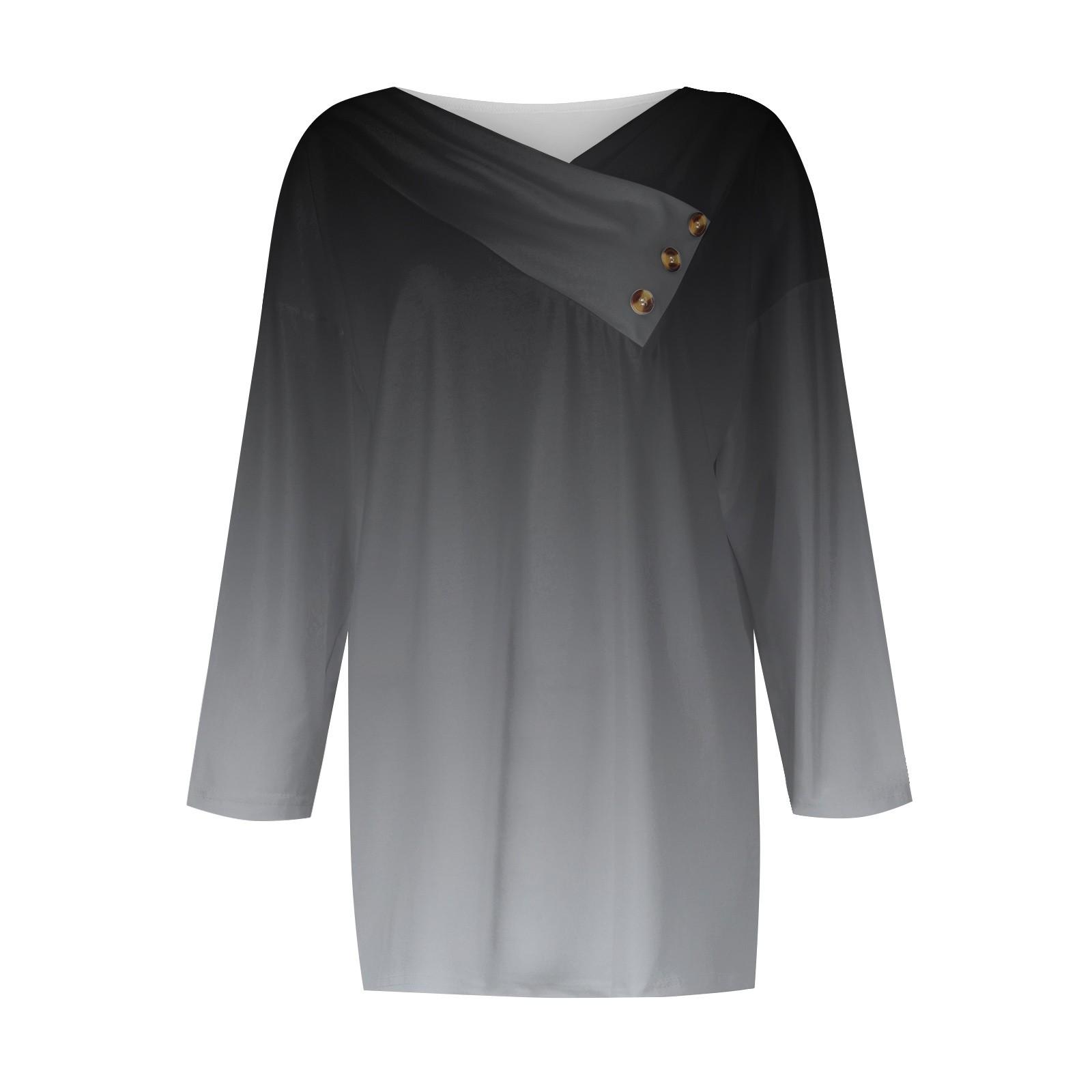 

Жіночі топи Повсякденні ґудзики Сорочка з рукавами 3/4 з принтом Модні блузки в стилі печворк Трійники