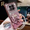 Crystal Bracelet Glitter Butterfly Mirror Stand Case For Xiaomi Poco X7 X6 X5 X3 Pro F7 M8 M6 F6 POCO C65 C75 Shockproof Cover