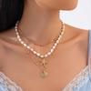 14K Gold Multi-layer Pearl Beach Starfish Shell Necklace Women's Exquisite Necklace