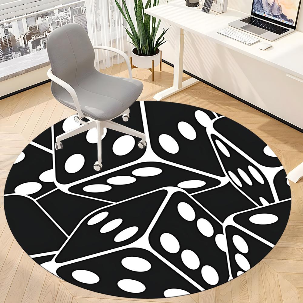 1pc Dice Pattern Office Round Area Rug, Indoor Mat Suitable ForOffice, Under Office Chairs Bedroom Living Room Home Decor, Room Decot248