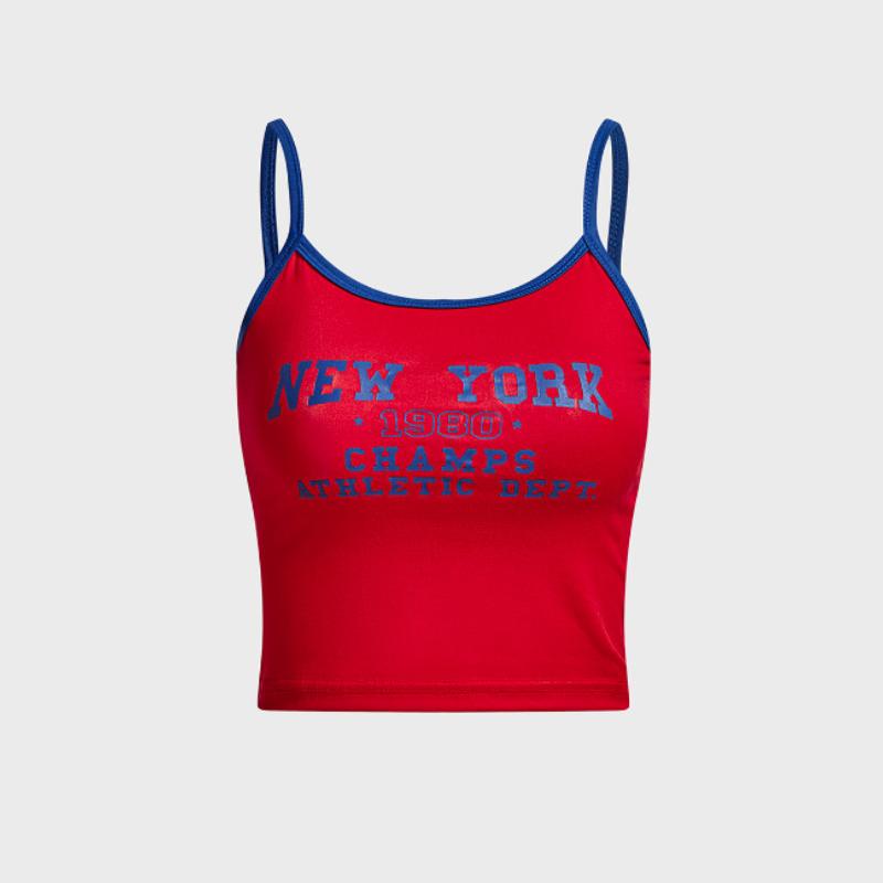 

Европейский и американский сексуальный уличный топ с маленькими подтяжками и принтом в виде букв L красный