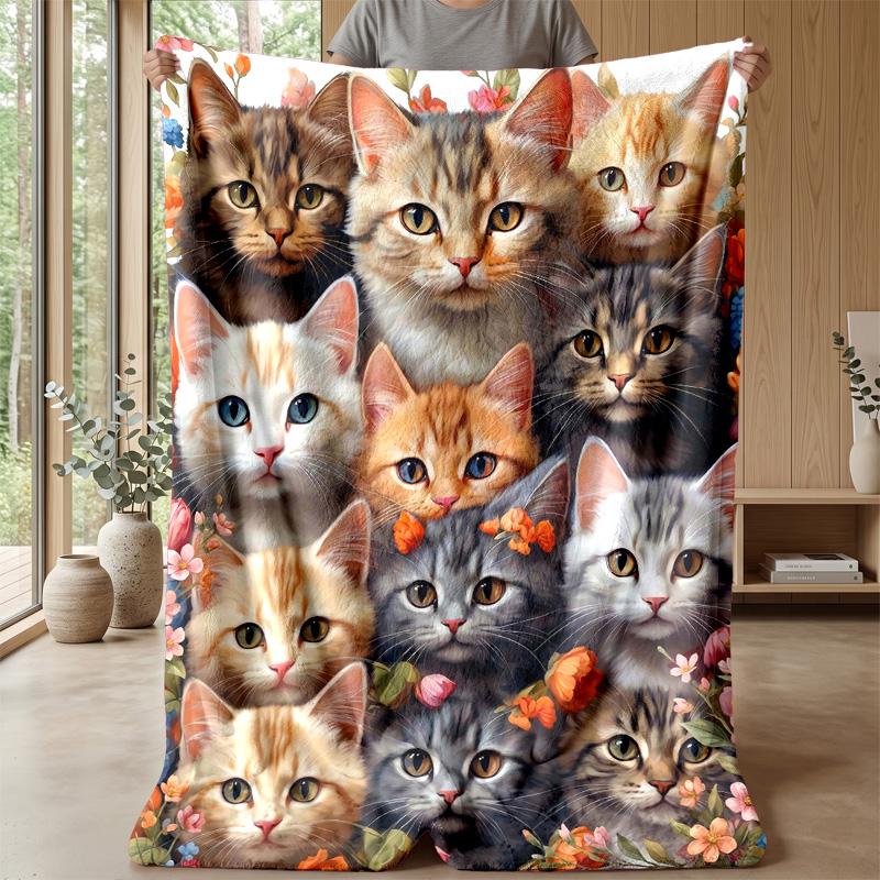 Fantasy Kitten Dreamscape Theme blanket Lightweight Warm Flannel Blanket Decorative Throw Blanket for Home Decoration