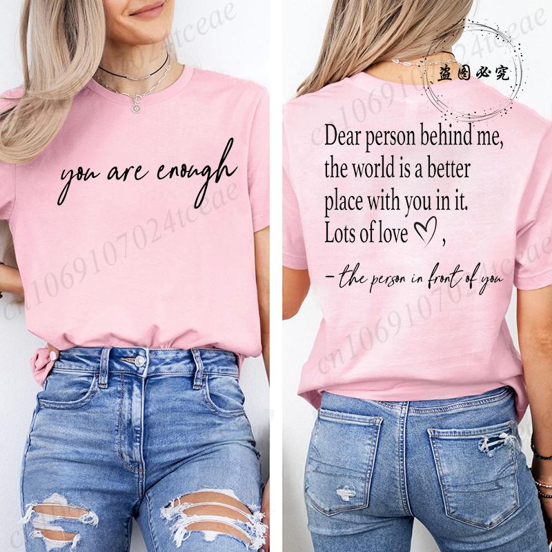 Dear Person Behind Me Printed Summer T-Shirts Tops Mental Health Awareness Design Women's Graphic T-Shirt Short Sleeve Clothing