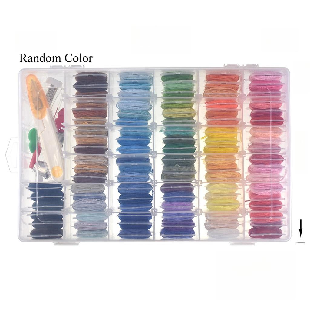 100/96 Colors High Tenacity Embroidery Thread Set Cross Stitch Sewing Thread with Floss Bins&Scissors Thimble Cross Stitch Tool
