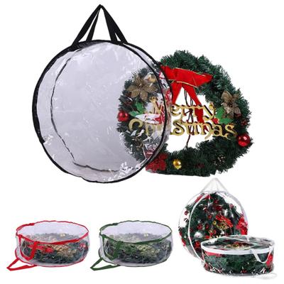Aufbewahrungstasche für Weihnachtskränze mit Griff, Reißverschluss, große Kapazität, transparente Girlanden, Minibäume, staubdichter Organizer