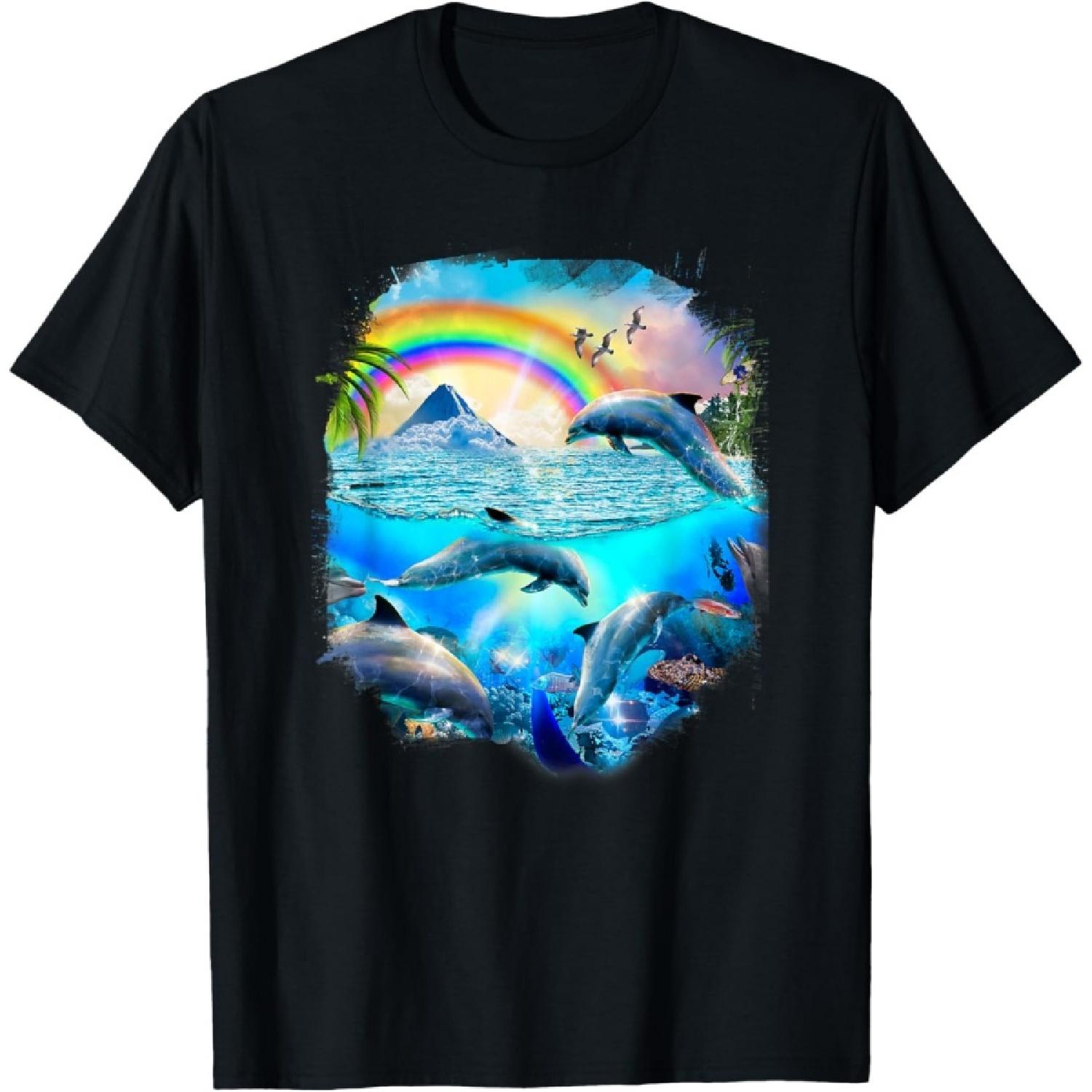

Rainbow Dolphin Tropical Ocean Dolphins T-Shirt XXXXXL чорний