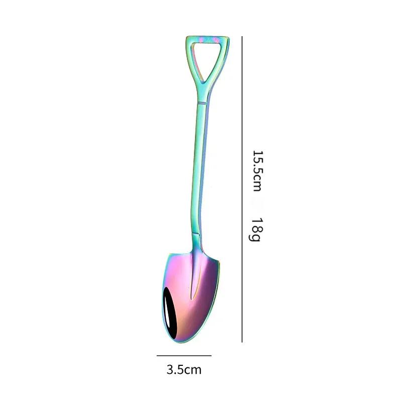 Vintage Shovel Design Stainless Steel Coffee Spoon Creative Ice Cream Cake Watermelon Dessert Multipurpose Kitchen Tool Unique