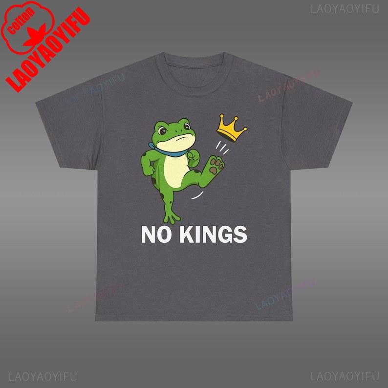 No Kings Shirt Men Women Portland Frog Protest TShirt High Quality Cotton Cartoons Fashion  Printed Tshirt Tops Allmatch