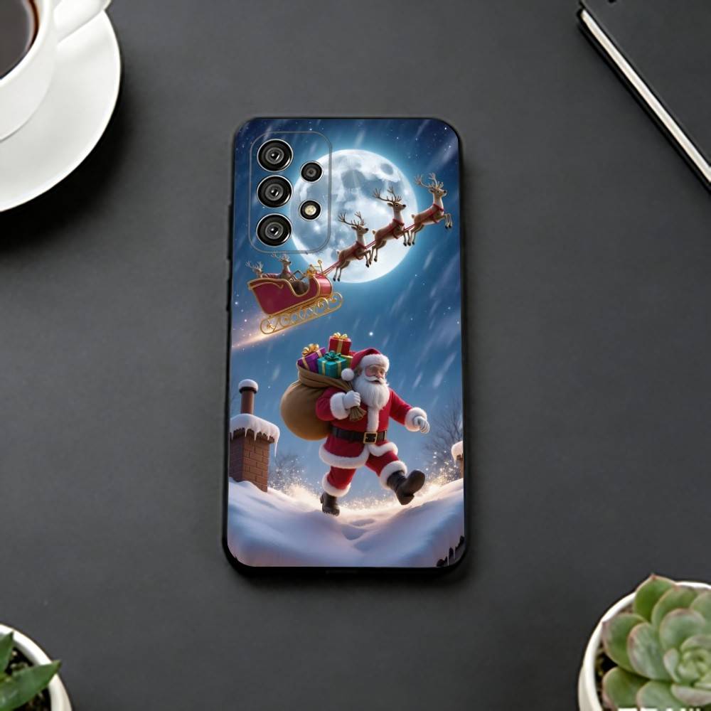 Christmas Santa Claus Phone Case Black Silicone Soft For Samsung S25,S24,S21,S22,S23,S30,Ultra,S20,Plus,Fe,Lite