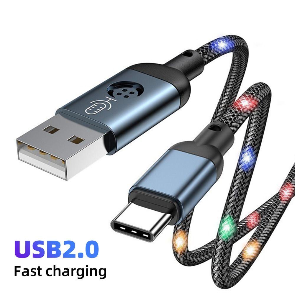 

LED Voice Control Flash USB Cable USB Type C Voice Control Luminous Data Cable Fast Charging Type C