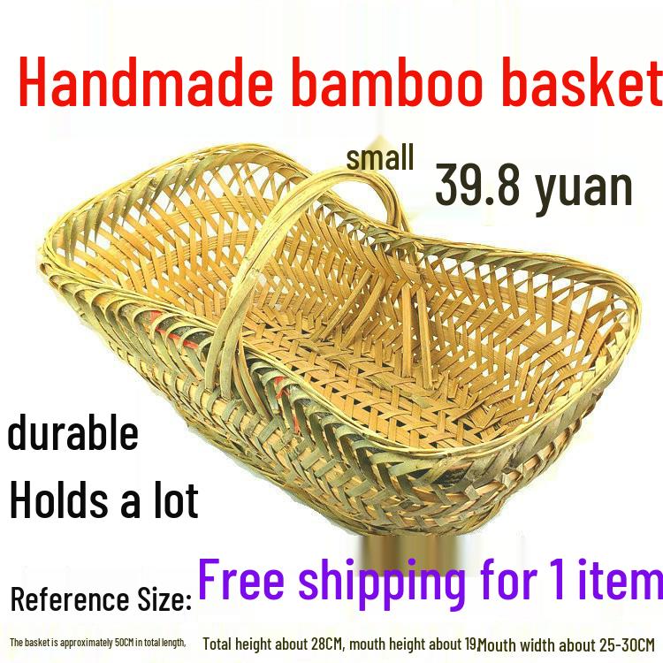 Handmade Small Bamboo Woven Basket for Fruits, Vegetables, Eggs, and Kitchen Storage