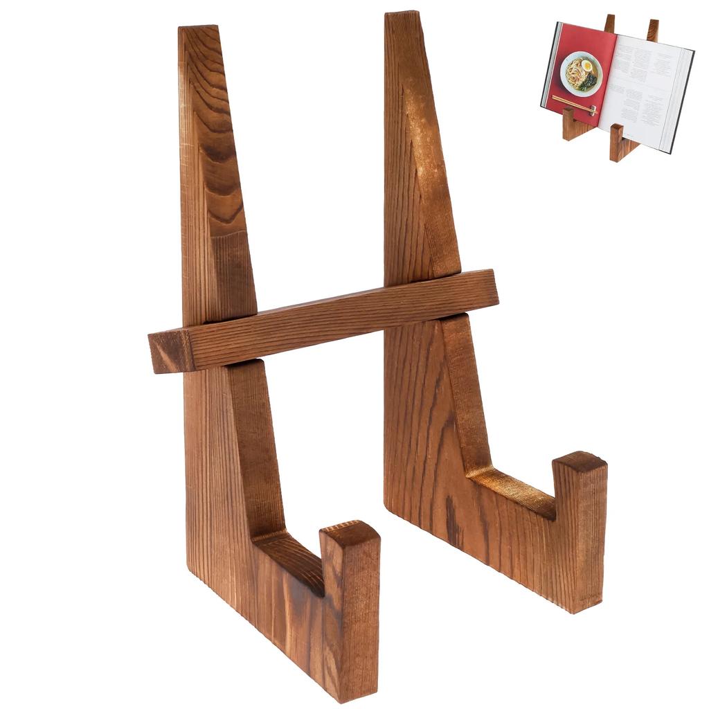 Wooden Plate Stand Desktop Recipe Book Display CD Record Holder for Displaying Plaque Pictures Photo Frames Home Decoration