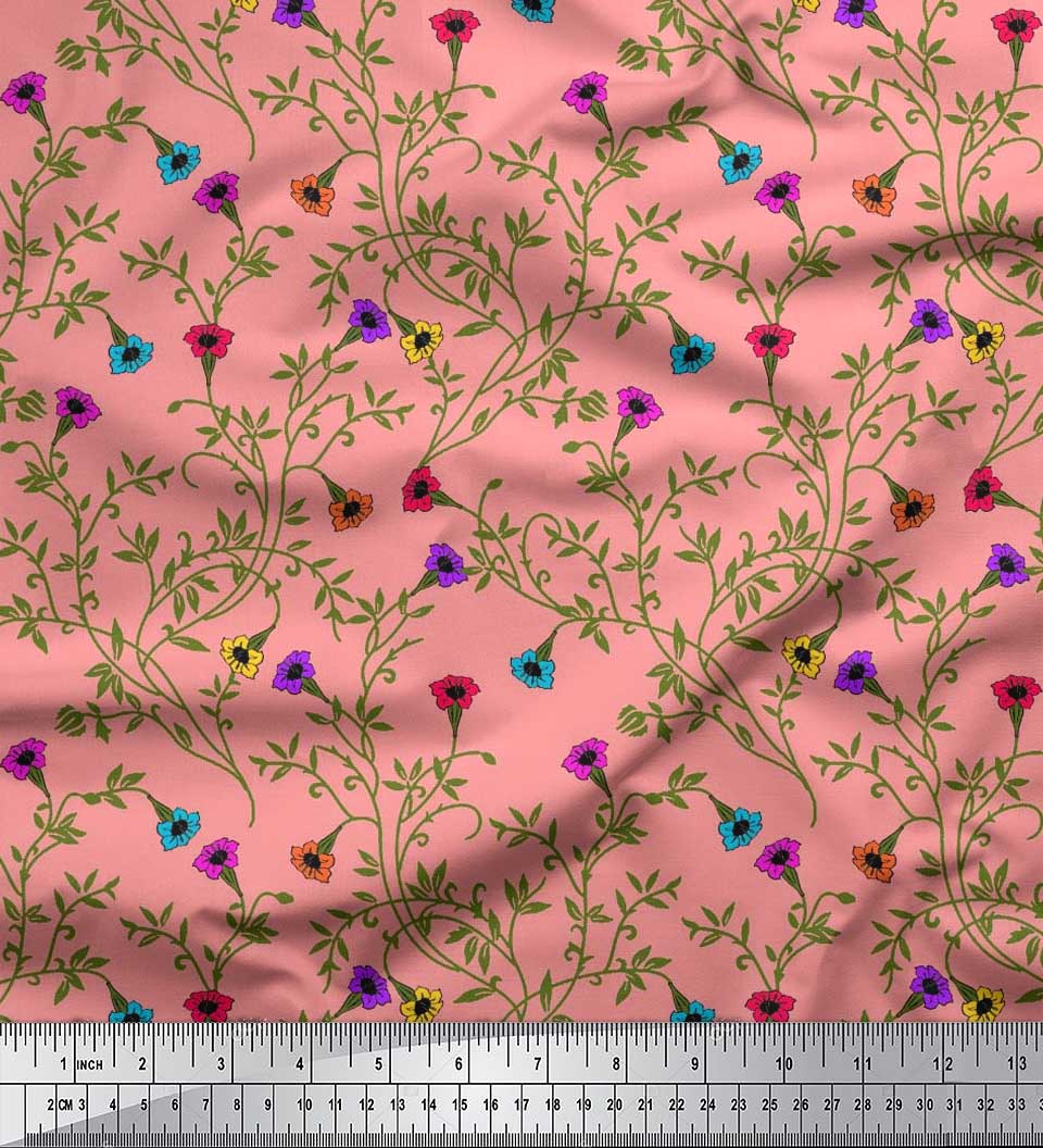 

Японська креп-атласна тканина Soimoi з листям і квітковим художнім принтом 1 метр 42 дюйма 42 Inch Wide - Poly Crepe помаранчевий