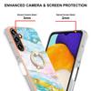 For Samsung Galaxy A35 5G Case with Ring Kickstand Marble Pattern Electroplating TPU Back Cover