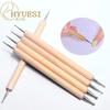 5-Piece Wooden Handle Nail Art Dotting Tool Set Polka Dots Rhinestones Flower Patterns Gel Polish Design
