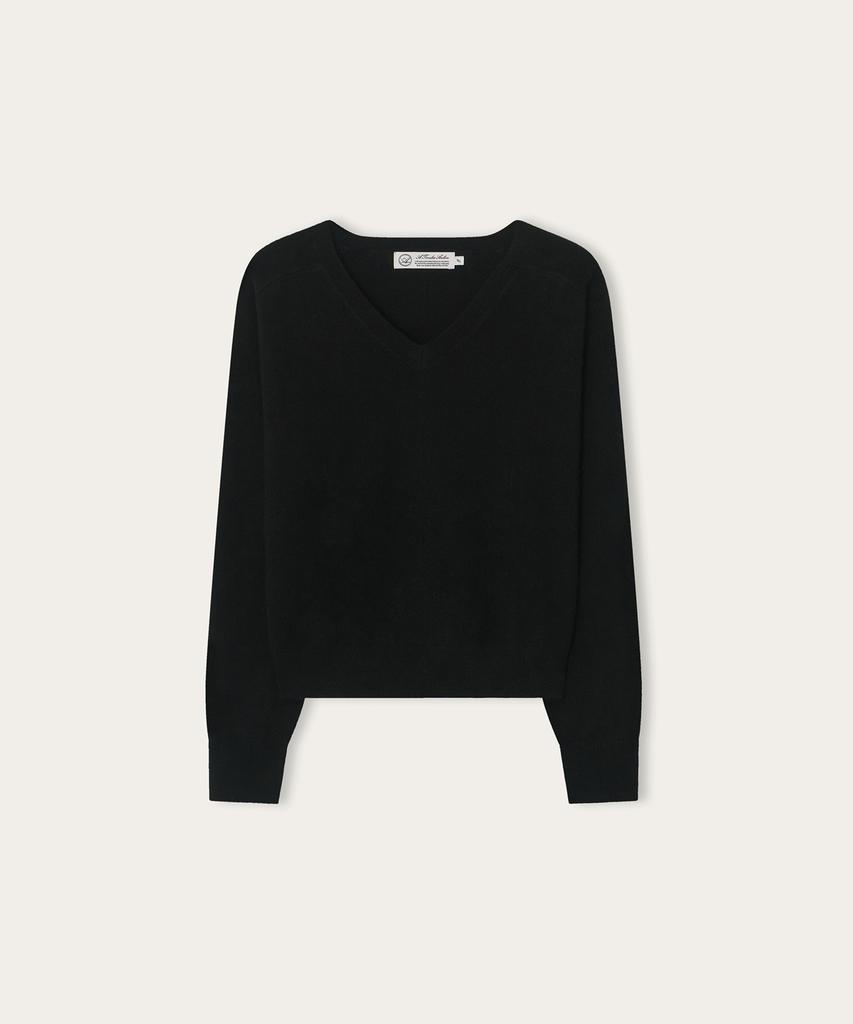 ATA Cadiz Wool Cashmere V-Neck Pullover_Black