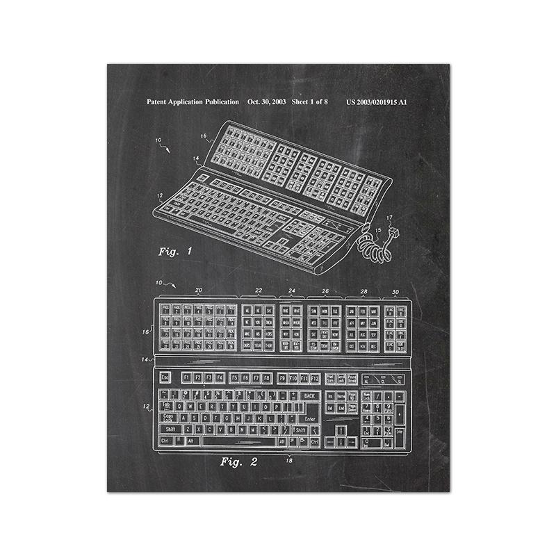 Computer Patent Vintage Posters and Prints Retro Blueprint Drawing Art Canvas Painting Office Wall Pictures Decoration Geek Gift