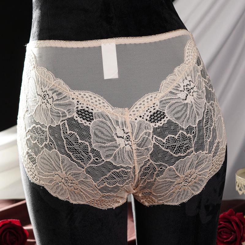 L-2XL Damen High Waist Sexy Spitzen-Slips Hollow Weiche Unterwäsche Atmungsaktiv Übergröße Damen Lingerie