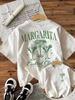 Women's Margarita Cocktail Club Graphic T-Shirt, Front & Back Print Casual Crew Neck Short Sleeve Summer Top, Daily Streetwear