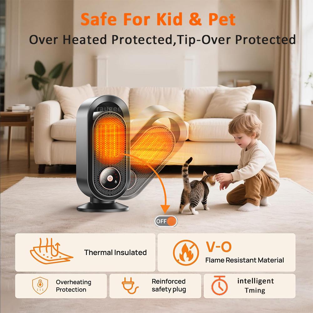 Portable Electric Heater 1000W Indoor Space Heater Mini Desktop Heating Fan Hot Air Blower For Home Bedroom Winter Fan Heater