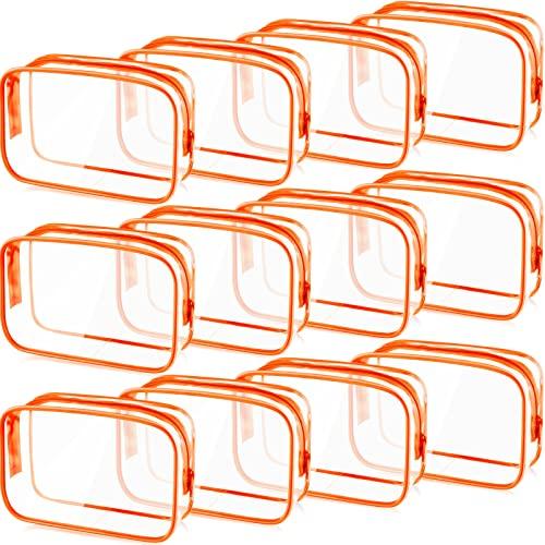 12-Piece Clear PVC Zipper Pouches Fashion Portable Makeup Storage Bags for Women Travel Organizing Toiletries Large