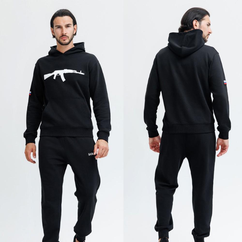 Hoodie Loose and Velvet Autumn and Winter Style Handsome and Comfortable Two Piece Set of Sweatpants, Men s Fashionable Set S