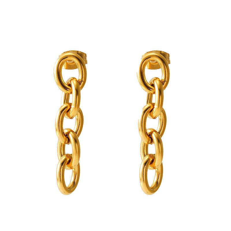 With Titanium Steel Earrings Long Cuban Chain Earrings Jewelry 18k Gold Stainless Steel Ladies Earrings