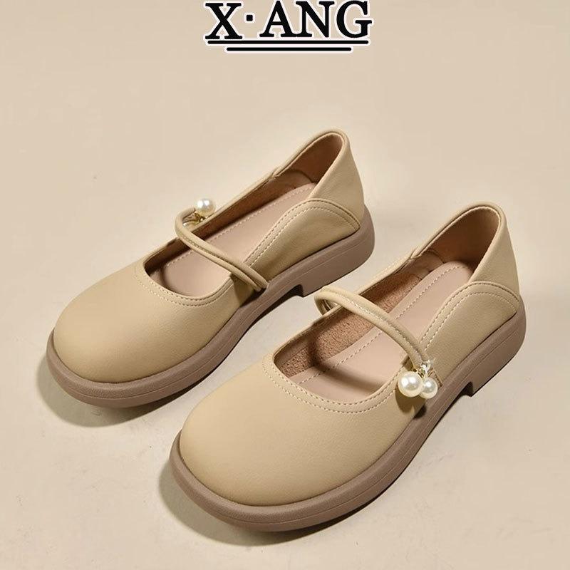 

Leather Mary Jane shoes with soft soles and one pedal single shoes for women s spring and summer new models with skirts and small leather shoes 40