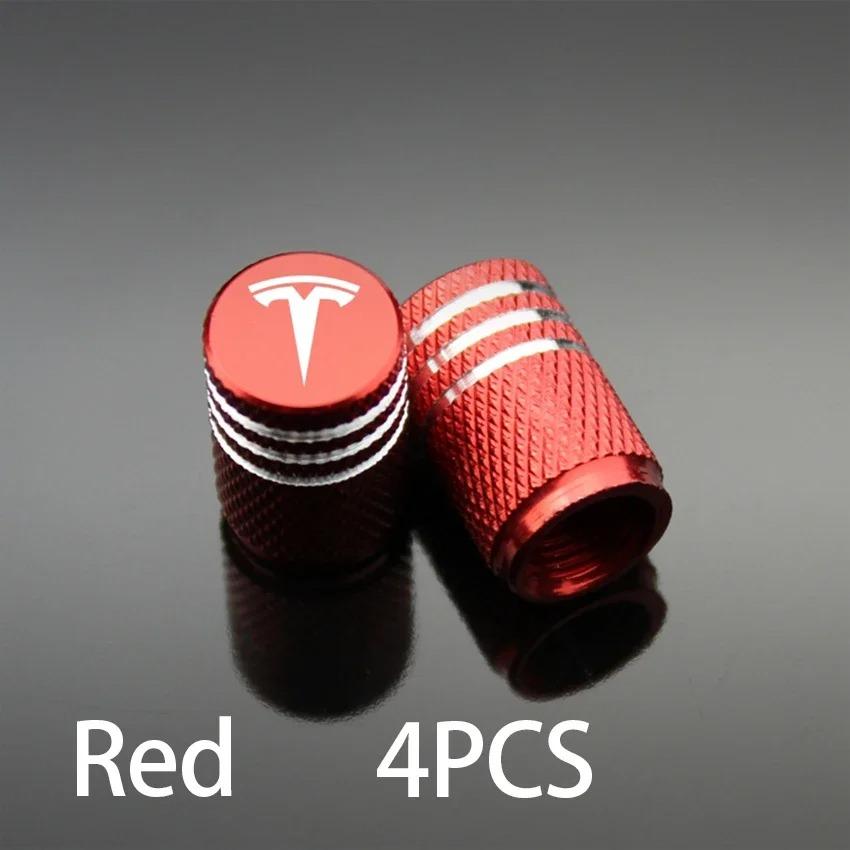 Tesla Model 3 Y S X - 4PCS Aluminum Alloy Tire Valve Stem Caps Covers, Car Wheel Accessories Replacement