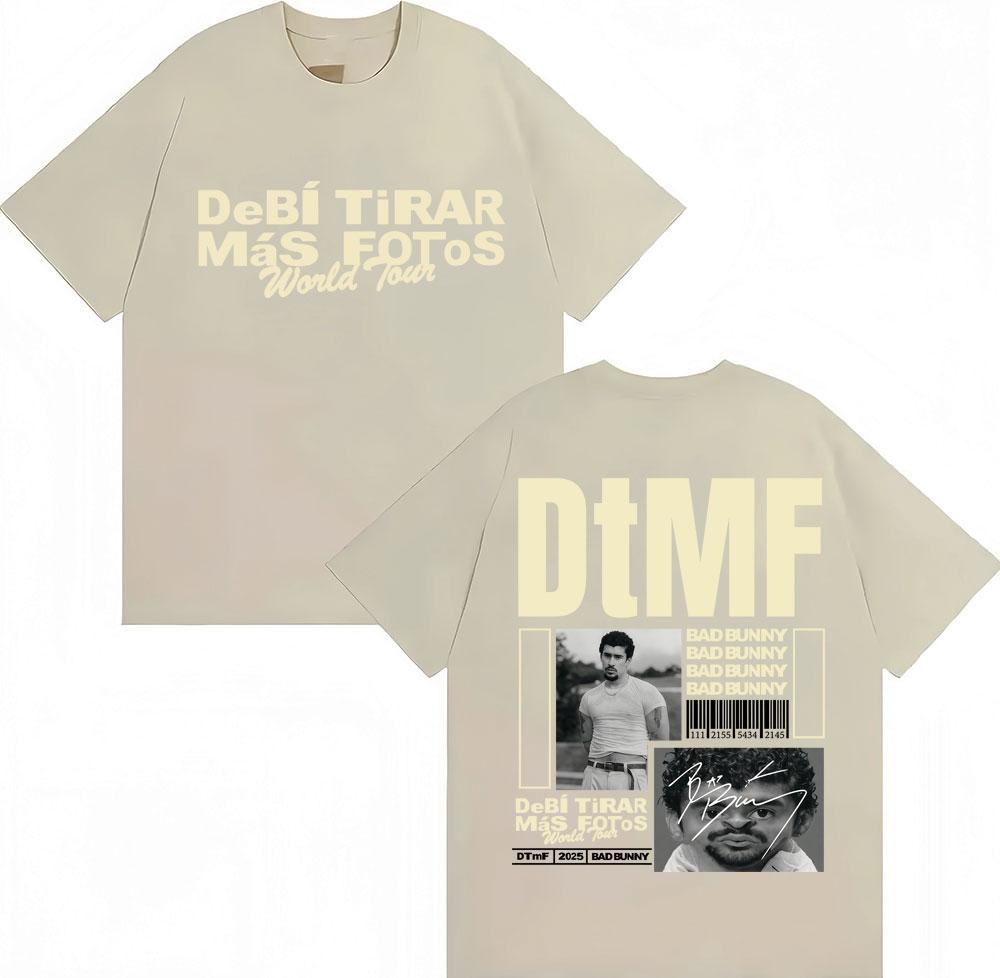 BAD BUNNY DTMF Debí Tirar Más Fotos TShirt Vintage Hip Hop Trendy Men Women Short Sleeve OversizedCotton Casual TShirts Male