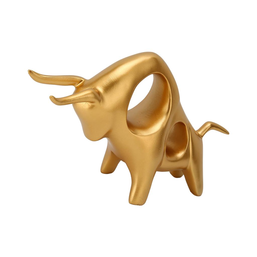 Exquisite Abstract Bull Sculpture Resin Golden Fighting Bull Sculpture Ox Statue Ornament