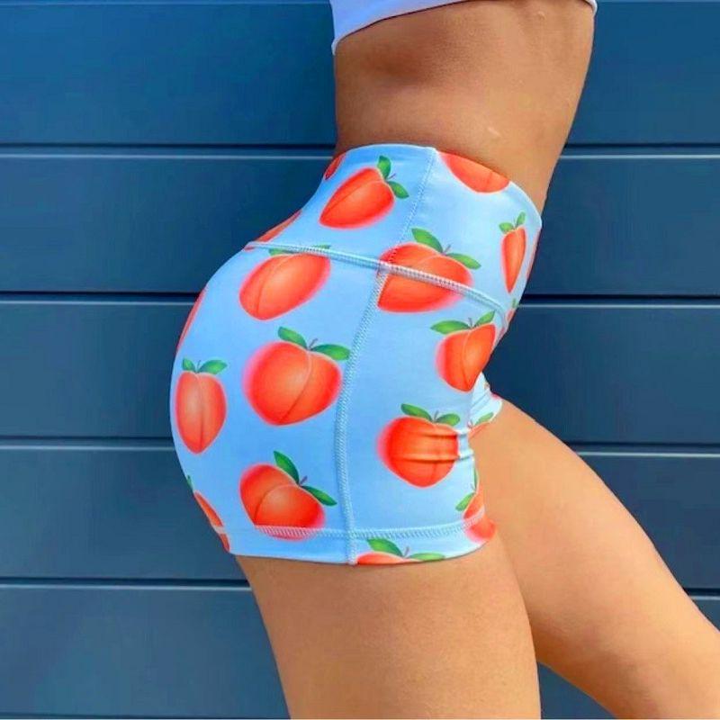 European-American High Waist Printed Sports Yoga Shorts for Women