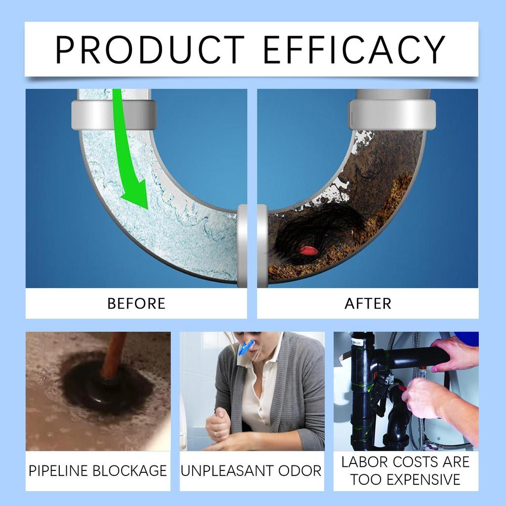 Jakehoe Potente Agente Sbloccante per Tubi da Cucina 200g Sbloccante Deodorante Pulitore per Scarichi di WC Lavandino Fognatura Strumenti di Pulizia Rapida