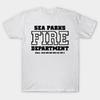 Men Black Print T-shirt Sea Parks Fire Department No-Cut Transfer Paper Print Cotton Tshirt