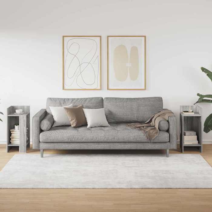 VidaXL Side Tables 2 Pcs with Shelf Sonoma Grey 25.5x27x60 Cm, End Table, Sofa Side Table, Table of 858553