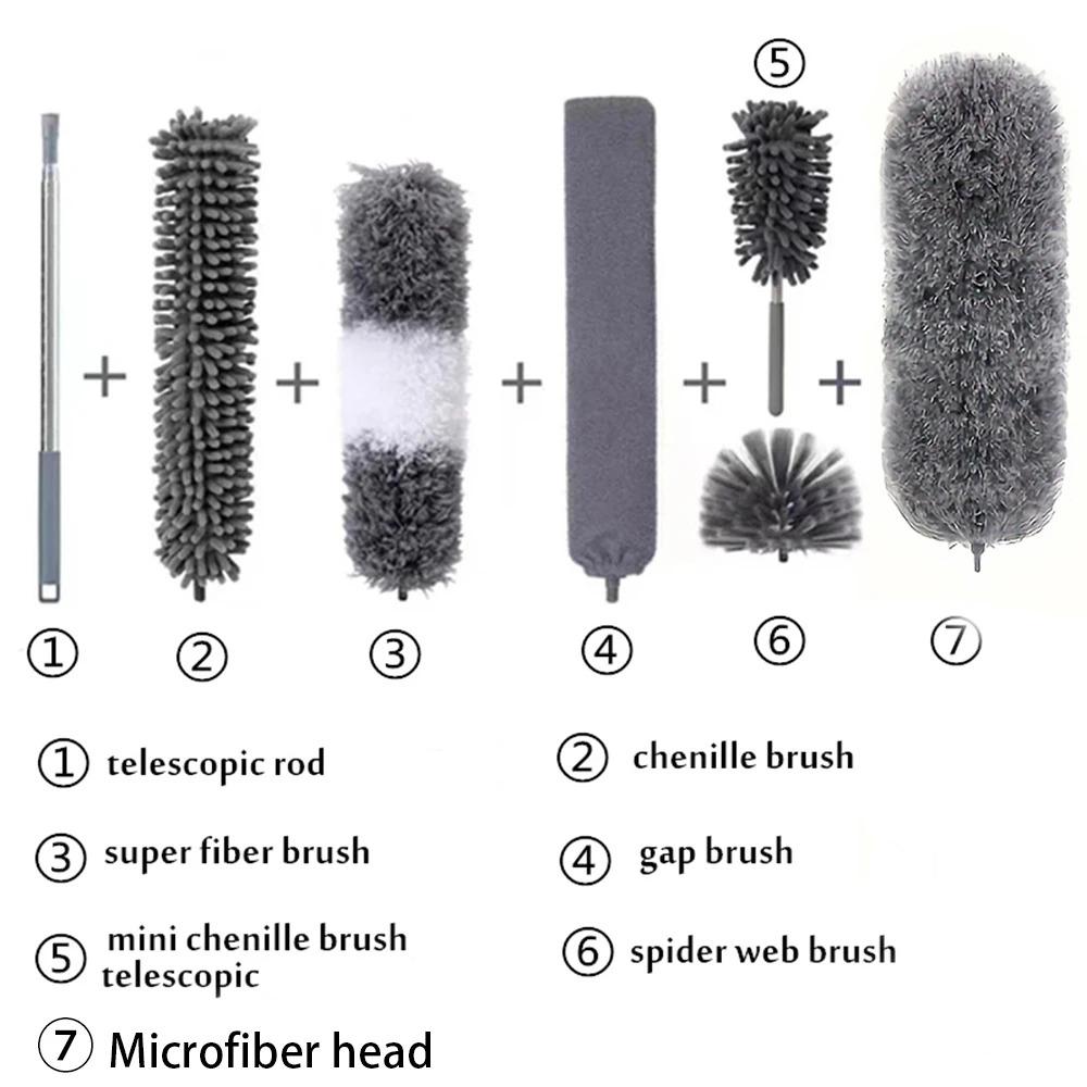 Mikrofaser-Staubwedel mit Verlängerungsstange, ausziehbarer Staubwedel zum Reinigen von hohen Deckenventilatoren, Innendächern, Spinnweben, Jalousien, Staub aus Möbelspalten