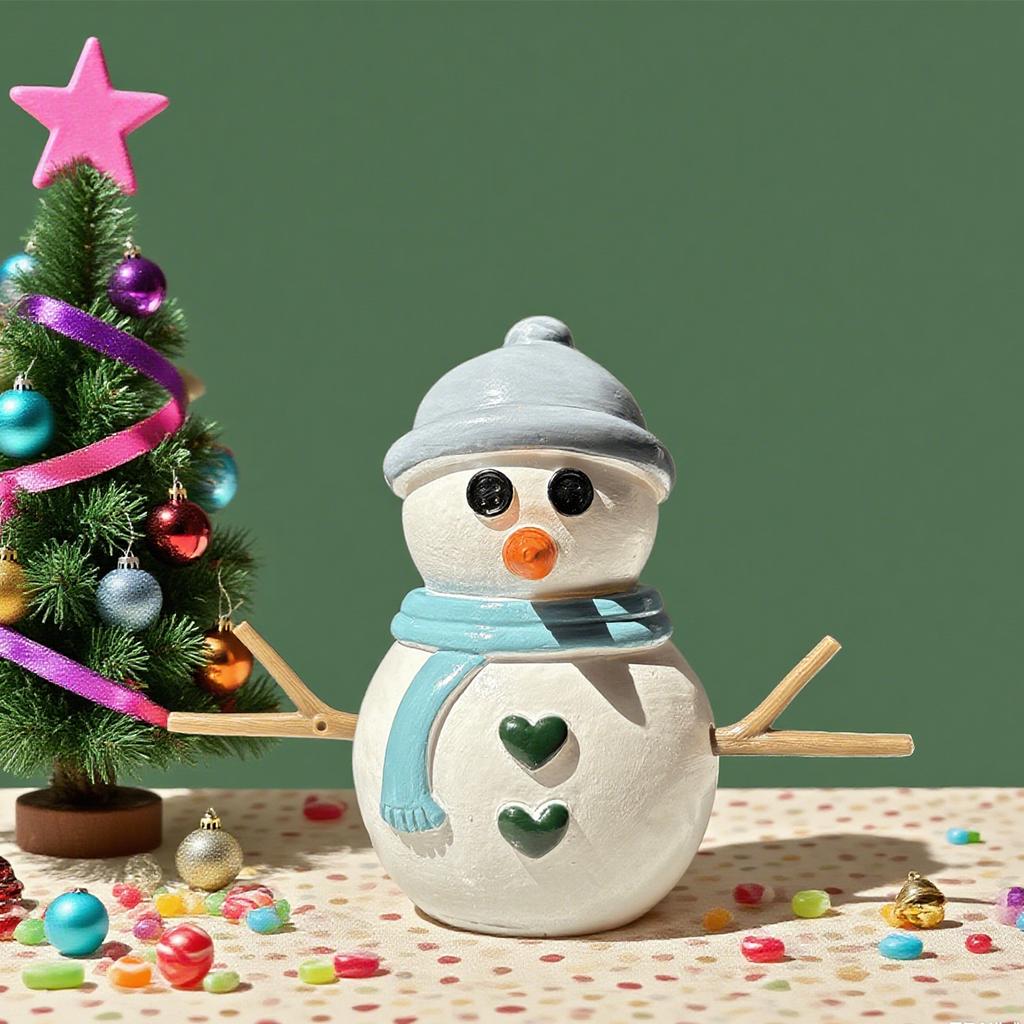 1Pc Christmas Resin Snowman Decorative Ornament, Christmas Decoration, Holiday Gift, Suitable for Indoor Home Decoration, Desktop Decoration, Room Fi