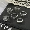 Vintage Hand Carved Ring Skeleton Tooth Butterfly Love Versatile Jewelry Ring Set