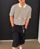 INTEMPOMOOD Glitch Stripe Collar T-Shirt_Ivory