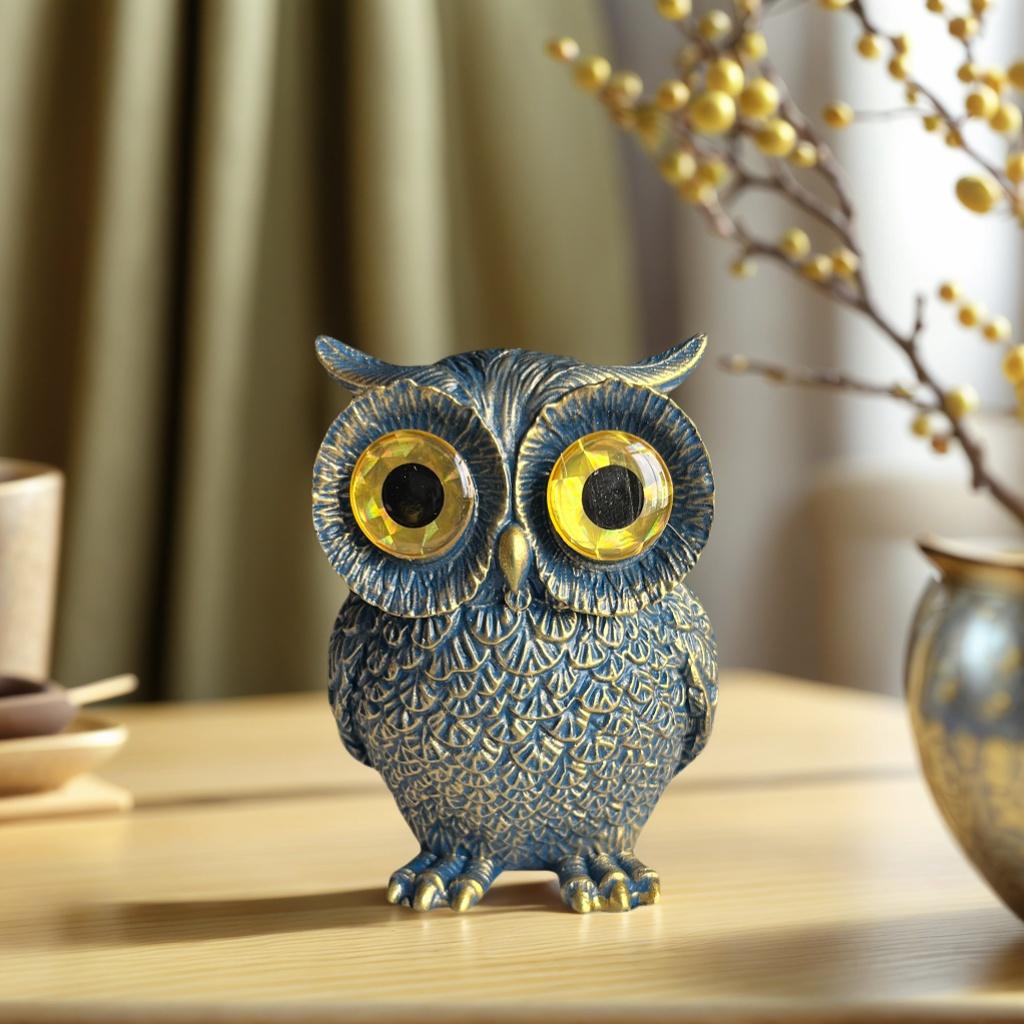 1 Piece of Retro-Style Cute Big-Eyed Owl Figurine, Creative Desktop Decoration Resin Craft, Adds Artistic Flair, Full of Details