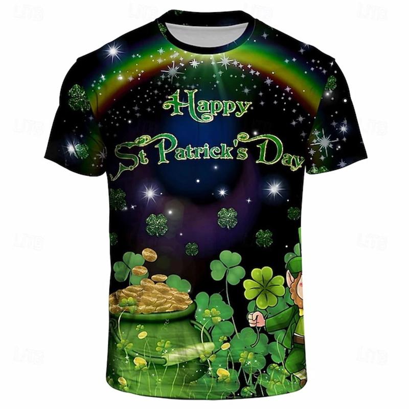 

Irish St. Patricks Day 3D Print Lucky Four-leaf Clover T Shirt for Men Women Summer T-Shirts Harajuku Green Tees Oversize Tops XXS