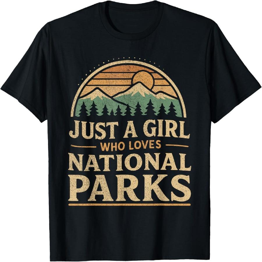 

Just A Girl Who Loves National Parks Retro T-Shirt XXXXXL чорний