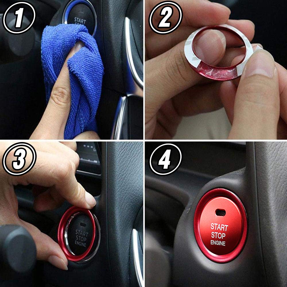 NES Company Start Button Cover Ring Red 2P Set for Mazda Atenza Axela CX-4 CX-5 Engine Switch