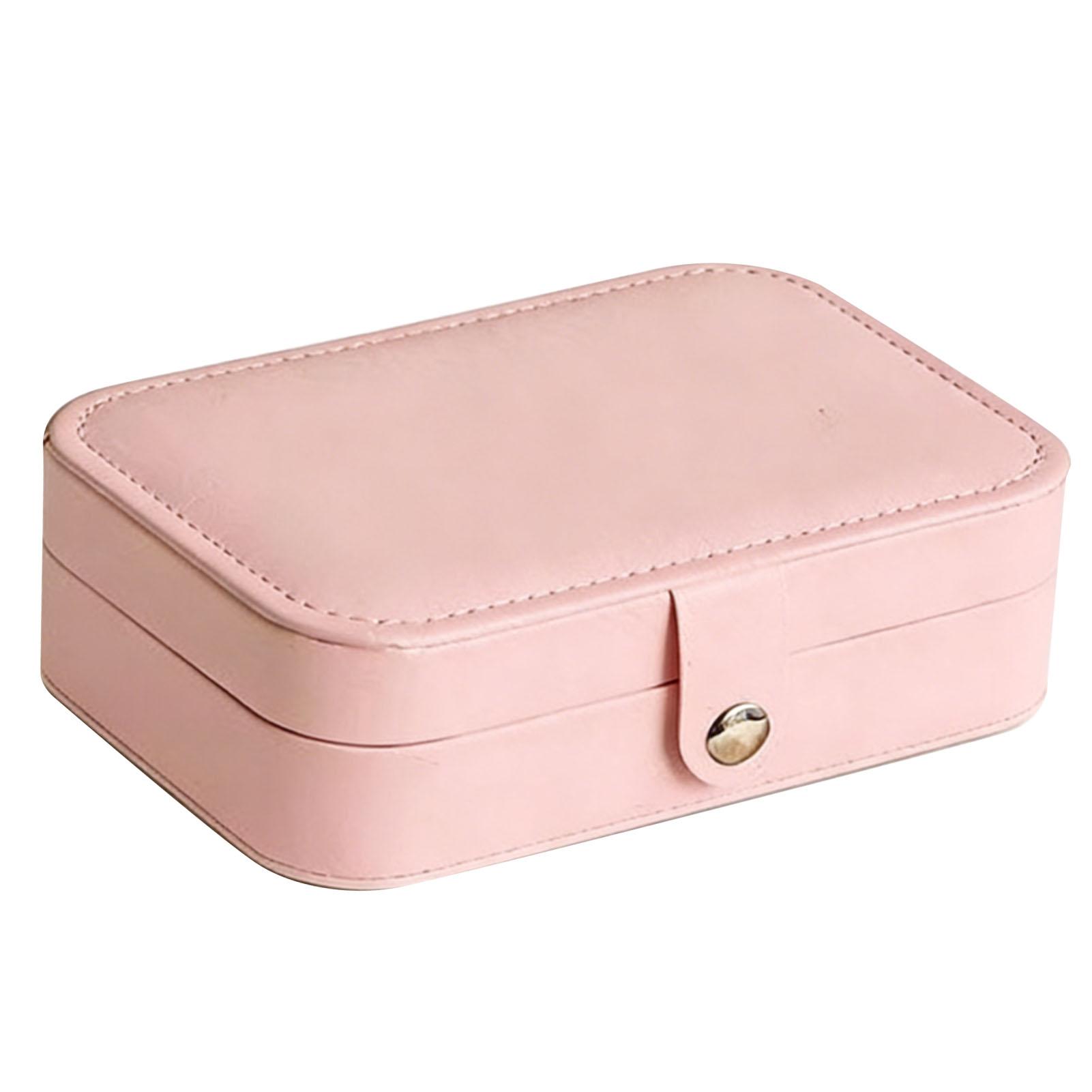 

Travel Jewelry Box PU Leather Soft Velvet Lining Small Jewelry Case Portable Earrings Rings Necklaces Organizer Roseate