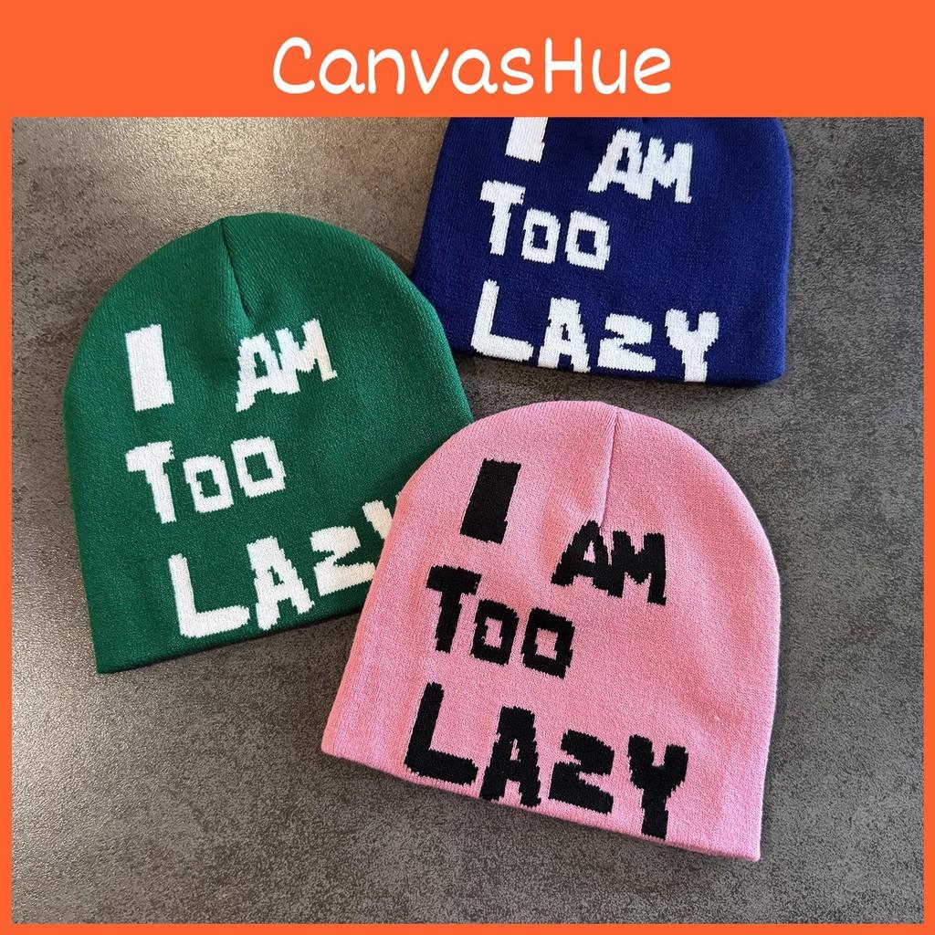 Am I Letter Too Lazy Embellishment Retro Streetwear Warm Wool Hat Knit Couples