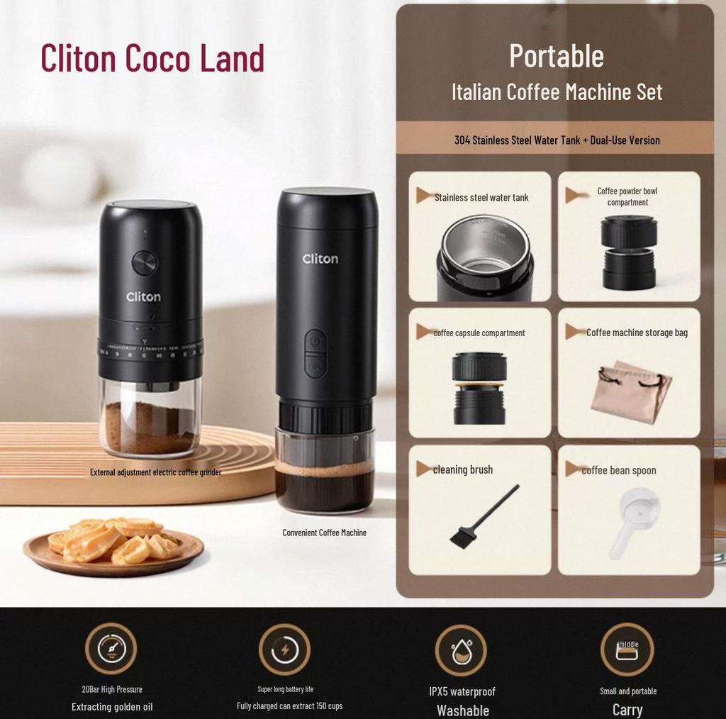 Cliton Portable Italian Espresso Capsule Machine - Semi-Automatic Moka Pot
