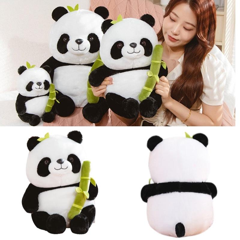 Cute And Cuddly Sitting Panda Plush Toy With Bamboo Perfect For Kids And Animal Lovers