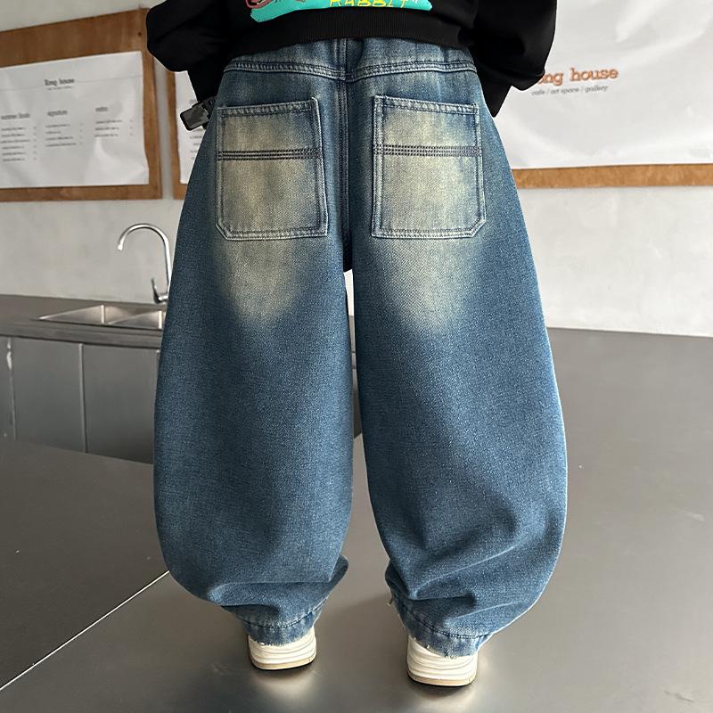 Boys' Fleece-lined Straight-leg Jeans - Spring/Autumn 2025 New Style Casual Pants for Kids