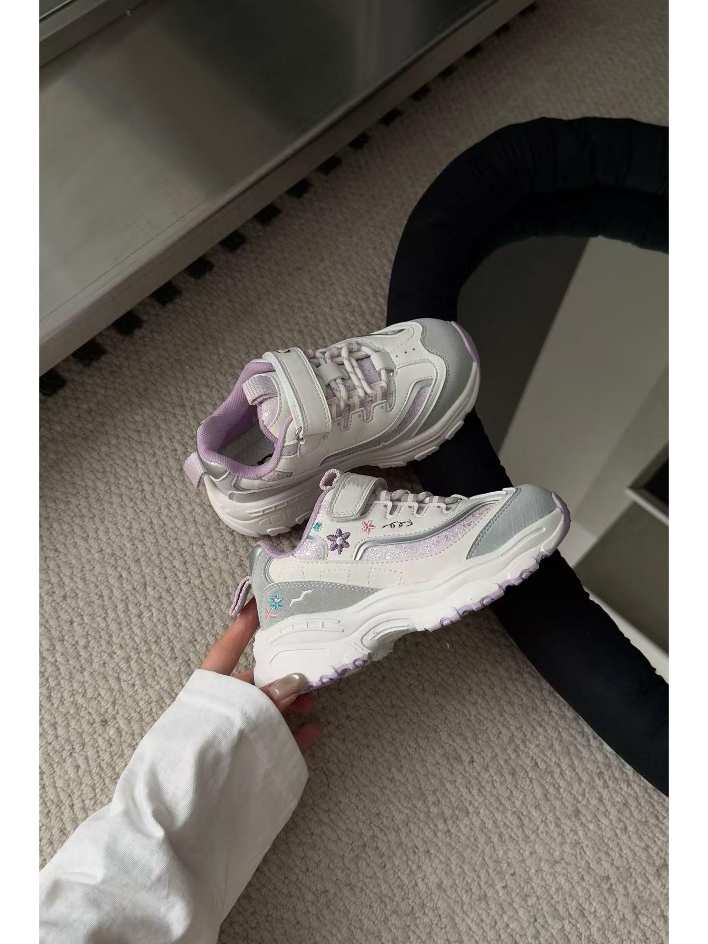 

Sangpo Autumn Children s Velcro Dad Shoes - Lightweight, Non-slip, Flower Embroidery, Easy On/Off 35 (22.0 cm) фиолетовый